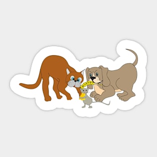 Cat dog and mouse Sticker
